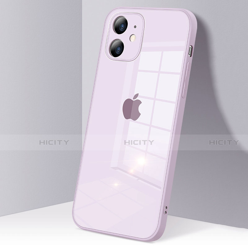 Custodia Silicone Trasparente Specchio Laterale Cover H06 per Apple iPhone 12 Lavanda