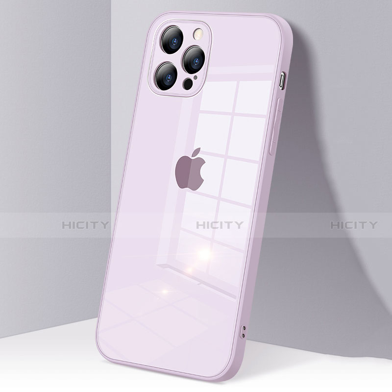 Custodia Silicone Trasparente Specchio Laterale Cover H06 per Apple iPhone 12 Pro Lavanda