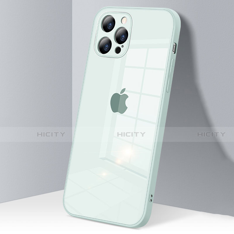 Custodia Silicone Trasparente Specchio Laterale Cover H06 per Apple iPhone 12 Pro Max Verde Pastello