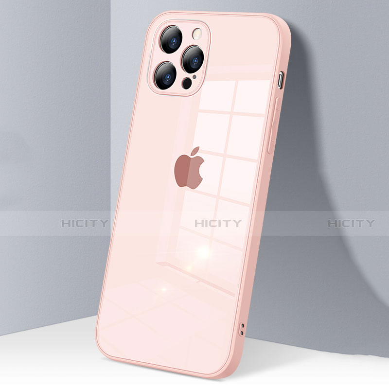 Custodia Silicone Trasparente Specchio Laterale Cover H06 per Apple iPhone 12 Pro Rosa