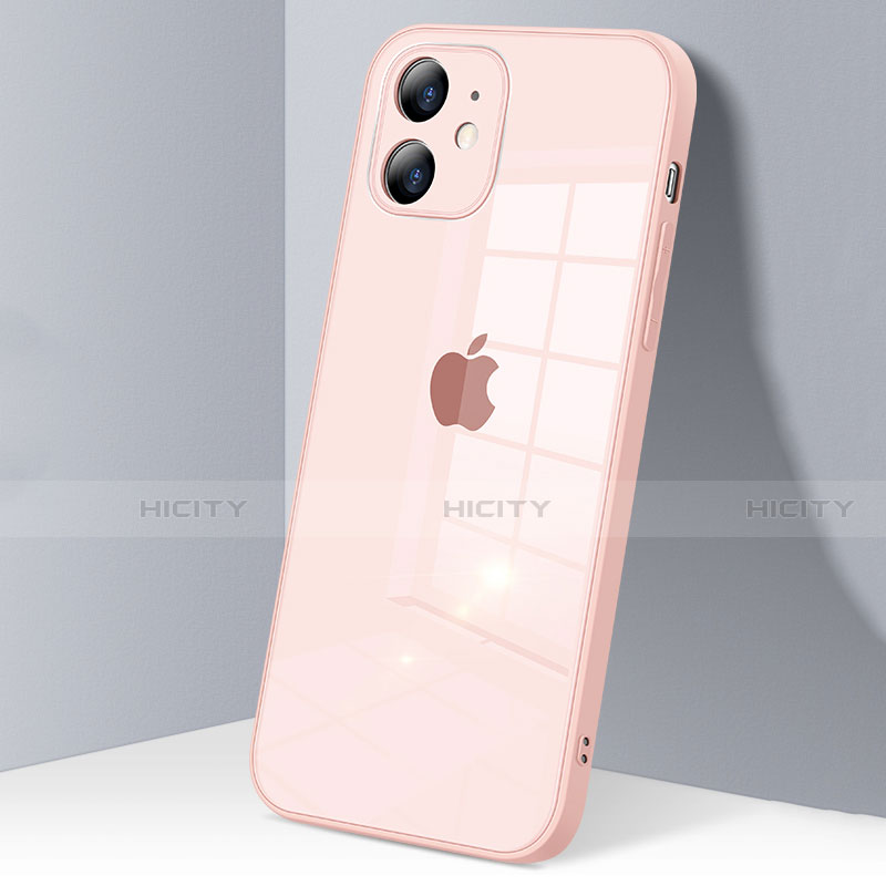 Custodia Silicone Trasparente Specchio Laterale Cover H06 per Apple iPhone 12 Rosa