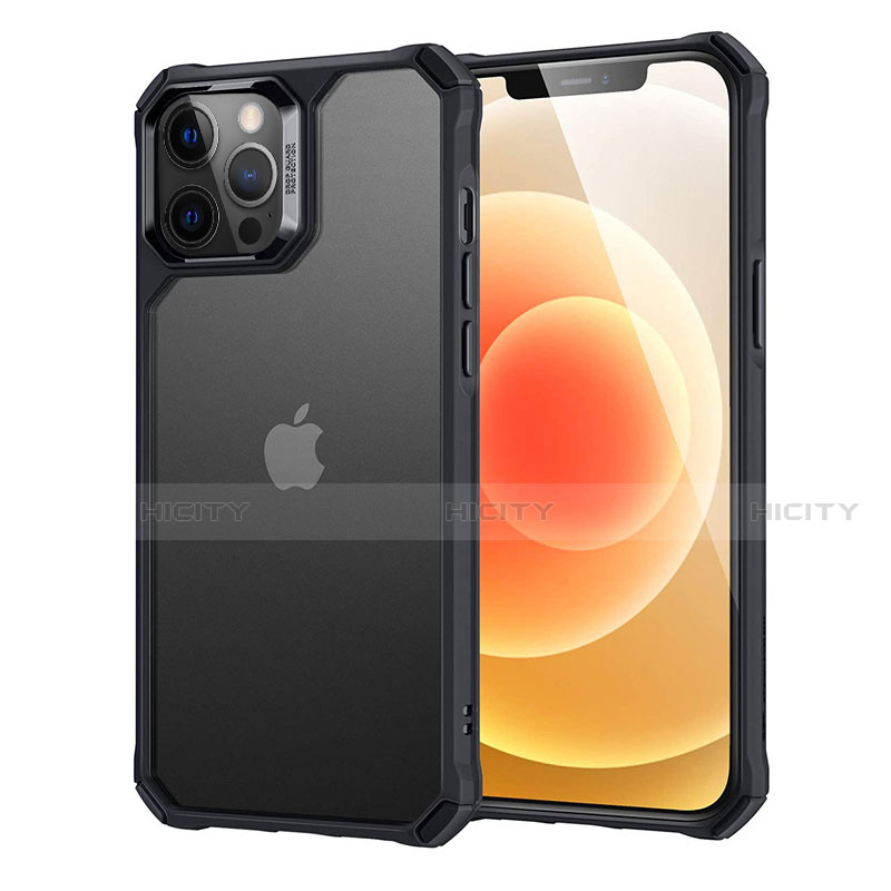 Custodia Silicone Trasparente Specchio Laterale Cover H07 per Apple iPhone 12 Pro Max Nero