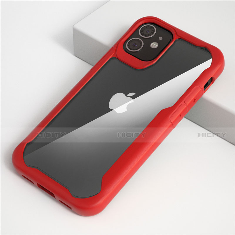 Custodia Silicone Trasparente Specchio Laterale Cover M01 per Apple iPhone 12 Mini Rosso