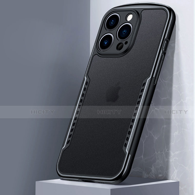 Custodia Silicone Trasparente Specchio Laterale Cover M01 per Apple iPhone 13 Pro Max Nero