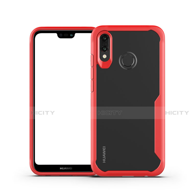 Custodia Silicone Trasparente Specchio Laterale Cover M01 per Huawei P20 Lite Rosso