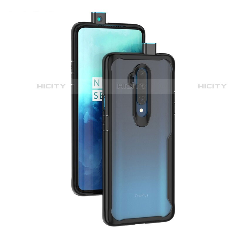 Custodia Silicone Trasparente Specchio Laterale Cover M01 per OnePlus 7T Pro Nero