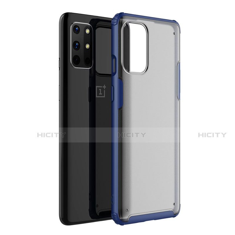 Custodia Silicone Trasparente Specchio Laterale Cover M01 per OnePlus 8T 5G Blu