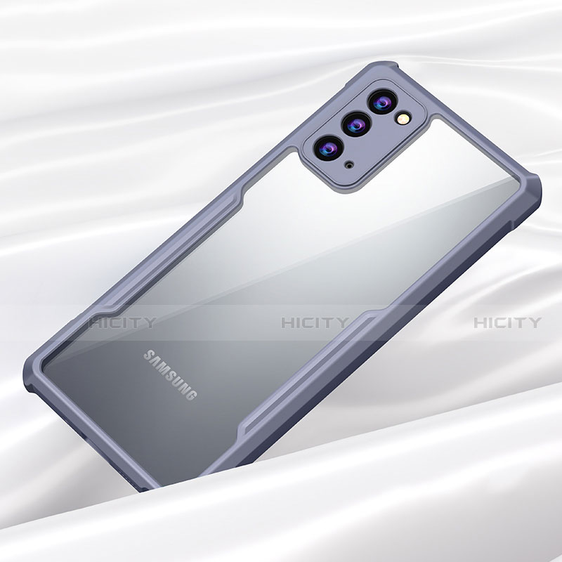 Custodia Silicone Trasparente Specchio Laterale Cover M01 per Samsung Galaxy Note 20 5G Grigio Lavanda