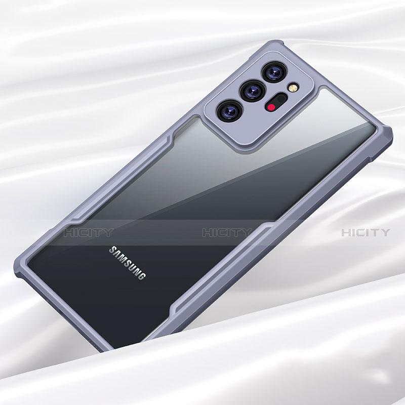 Custodia Silicone Trasparente Specchio Laterale Cover M01 per Samsung Galaxy Note 20 Ultra 5G Grigio Lavanda