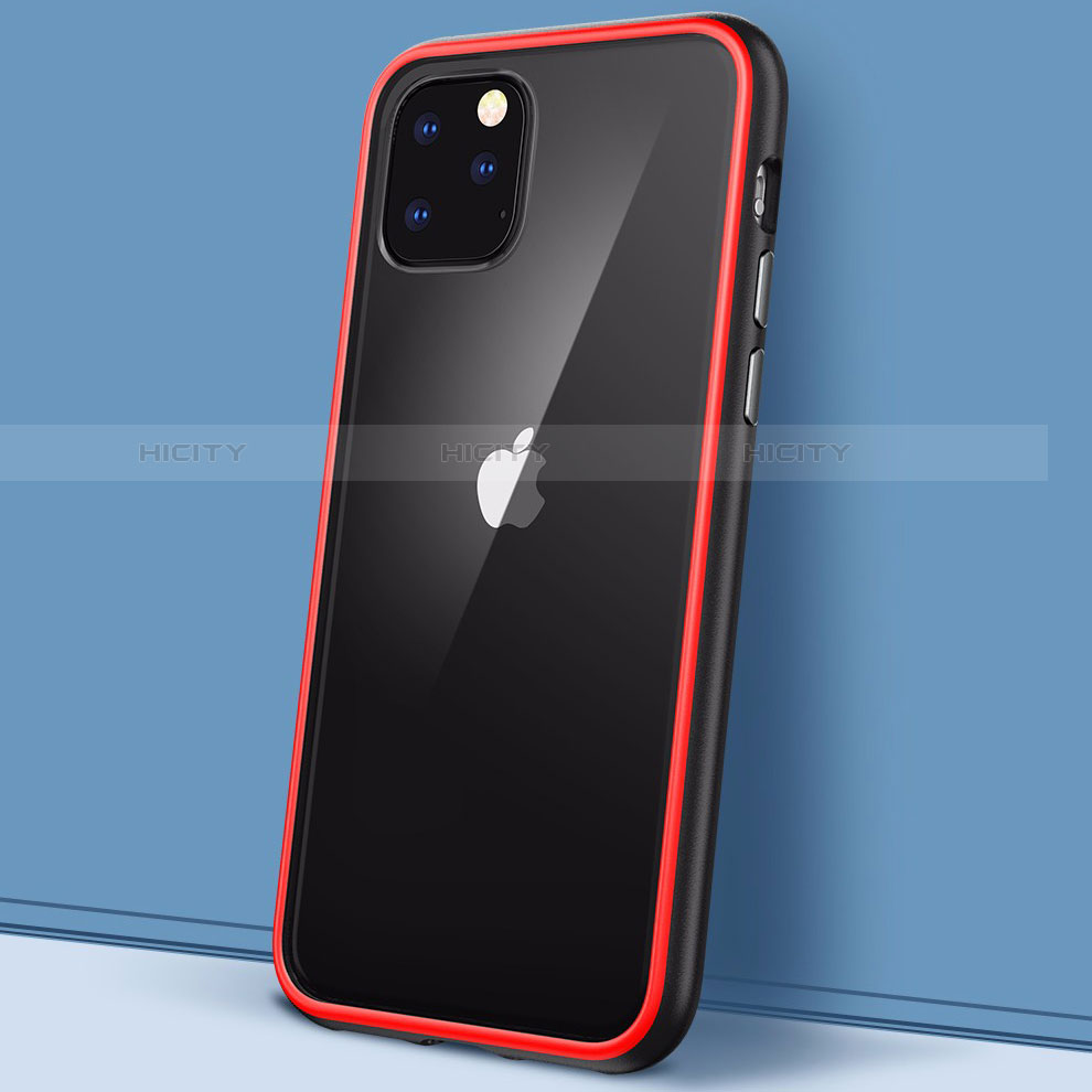 Custodia Silicone Trasparente Specchio Laterale Cover M02 per Apple iPhone 11 Pro Max Rosso