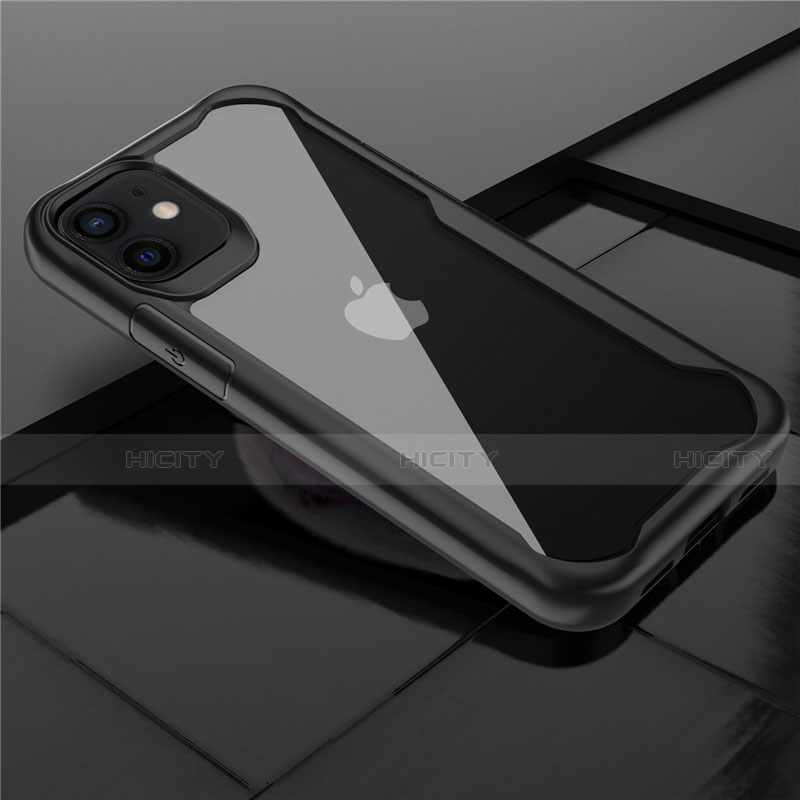 Custodia Silicone Trasparente Specchio Laterale Cover M02 per Apple iPhone 12 Mini Nero