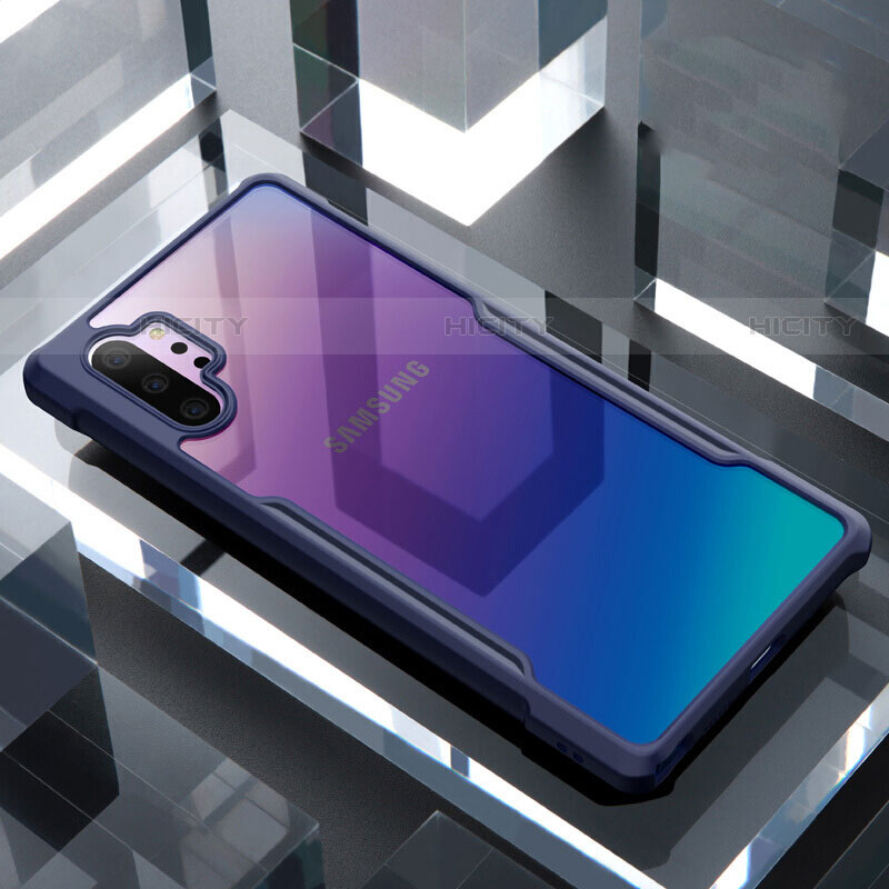 Custodia Silicone Trasparente Specchio Laterale Cover M02 per Samsung Galaxy Note 10 Plus 5G Blu