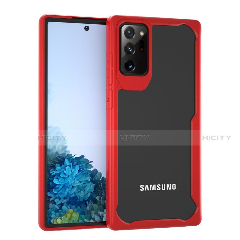 Custodia Silicone Trasparente Specchio Laterale Cover M02 per Samsung Galaxy Note 20 Ultra 5G Rosso
