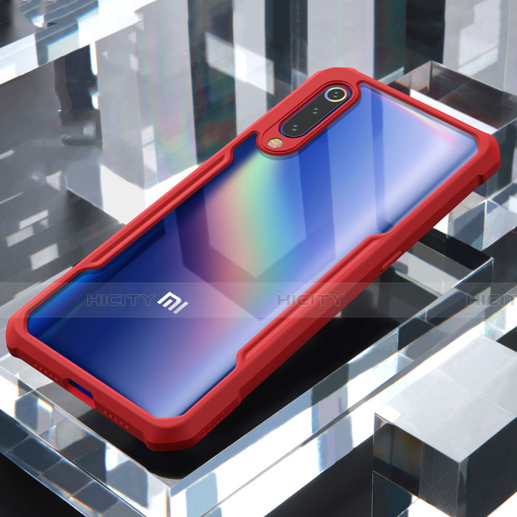 Custodia Silicone Trasparente Specchio Laterale Cover M02 per Xiaomi Mi 9 Lite Rosso