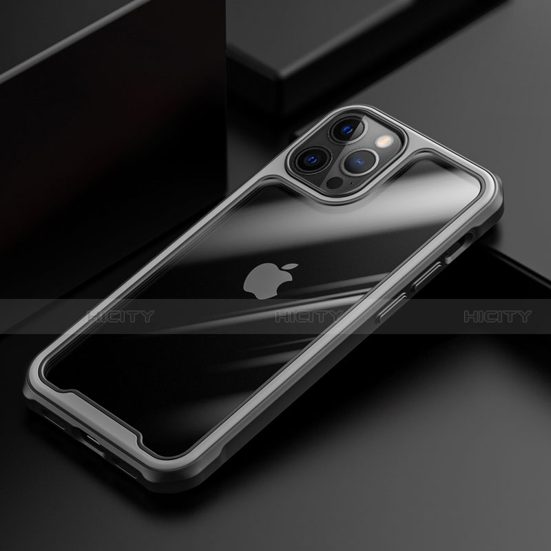 Custodia Silicone Trasparente Specchio Laterale Cover M03 per Apple iPhone 12 Pro Max Grigio