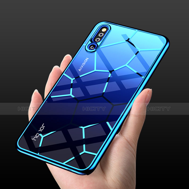 Custodia Silicone Trasparente Specchio Laterale Cover M03 per Huawei Honor Magic 2 Blu