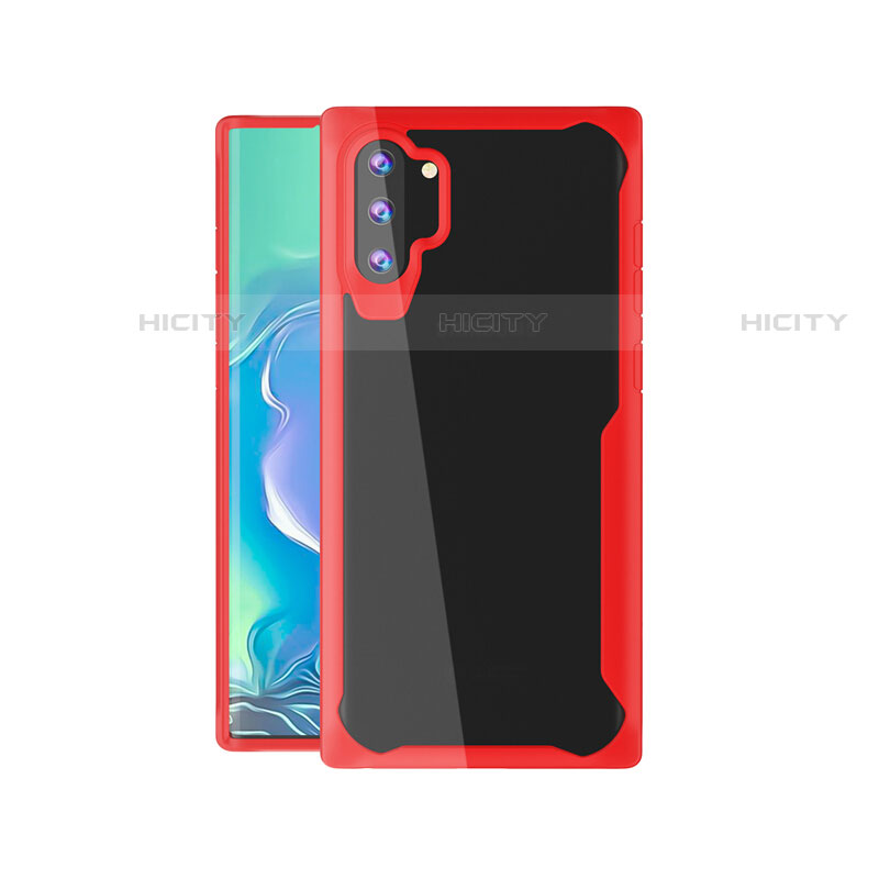 Custodia Silicone Trasparente Specchio Laterale Cover M03 per Samsung Galaxy Note 10 Plus Rosso