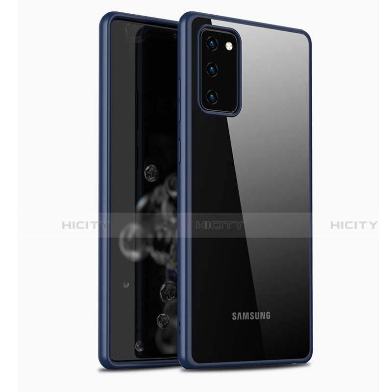 Custodia Silicone Trasparente Specchio Laterale Cover M03 per Samsung Galaxy Note 20 5G Blu