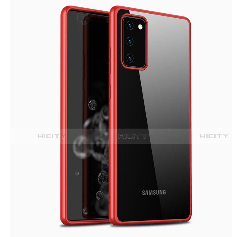 Custodia Silicone Trasparente Specchio Laterale Cover M03 per Samsung Galaxy Note 20 5G Rosso