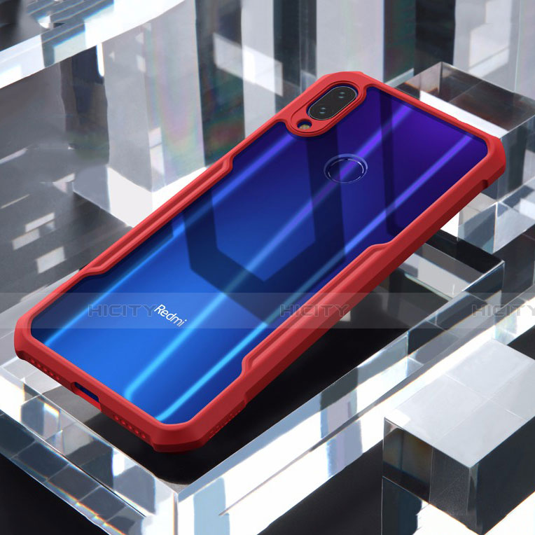 Custodia Silicone Trasparente Specchio Laterale Cover M03 per Xiaomi Redmi Note 7 Rosso