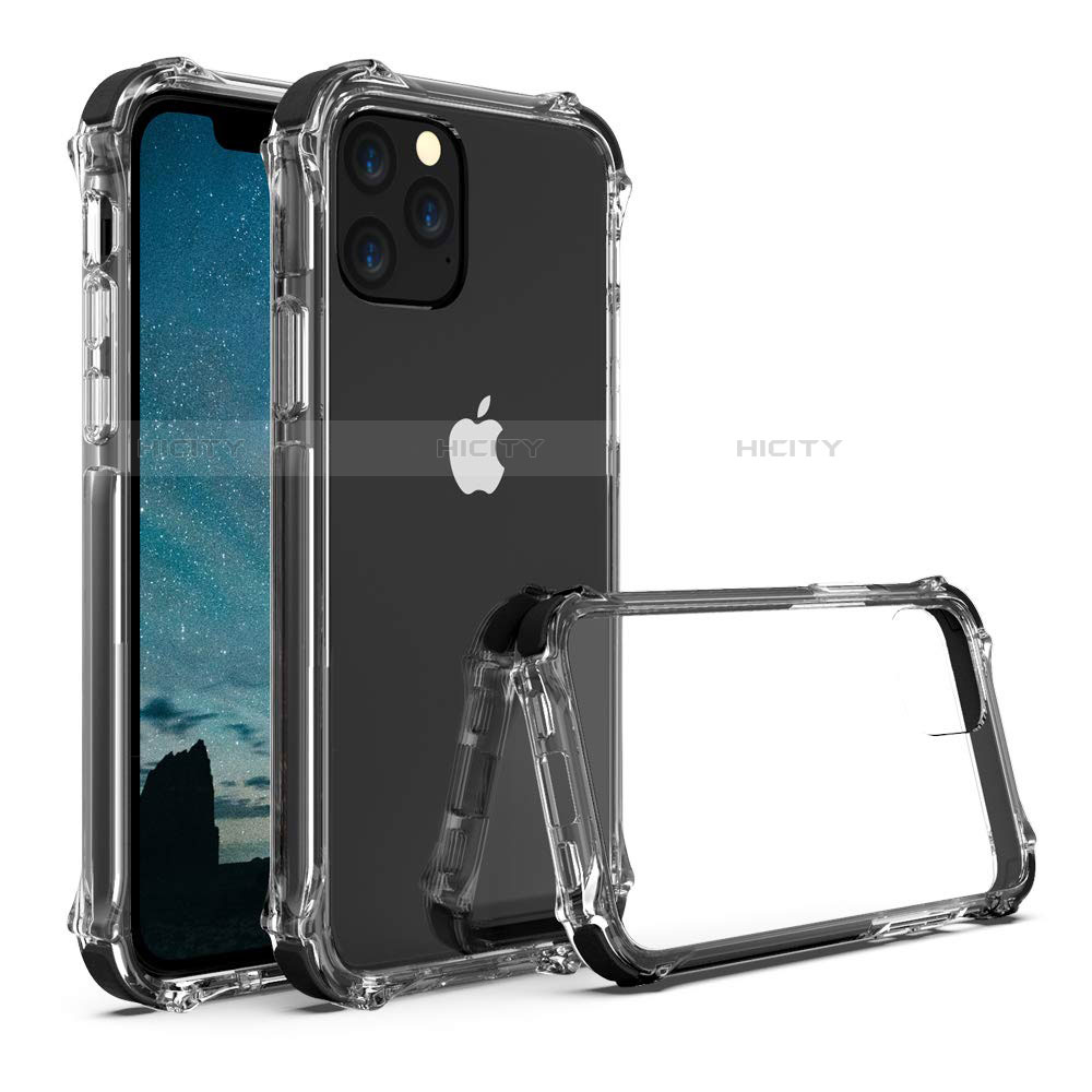 Custodia Silicone Trasparente Specchio Laterale Cover M04 per Apple iPhone 11 Pro Max Nero