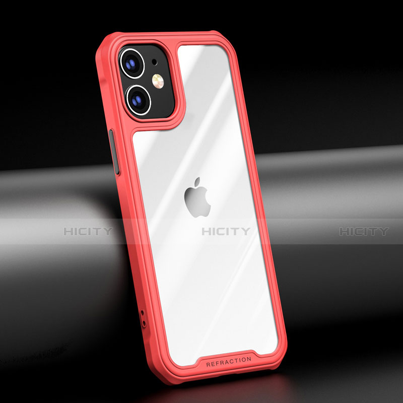 Custodia Silicone Trasparente Specchio Laterale Cover M04 per Apple iPhone 12 Mini Rosso