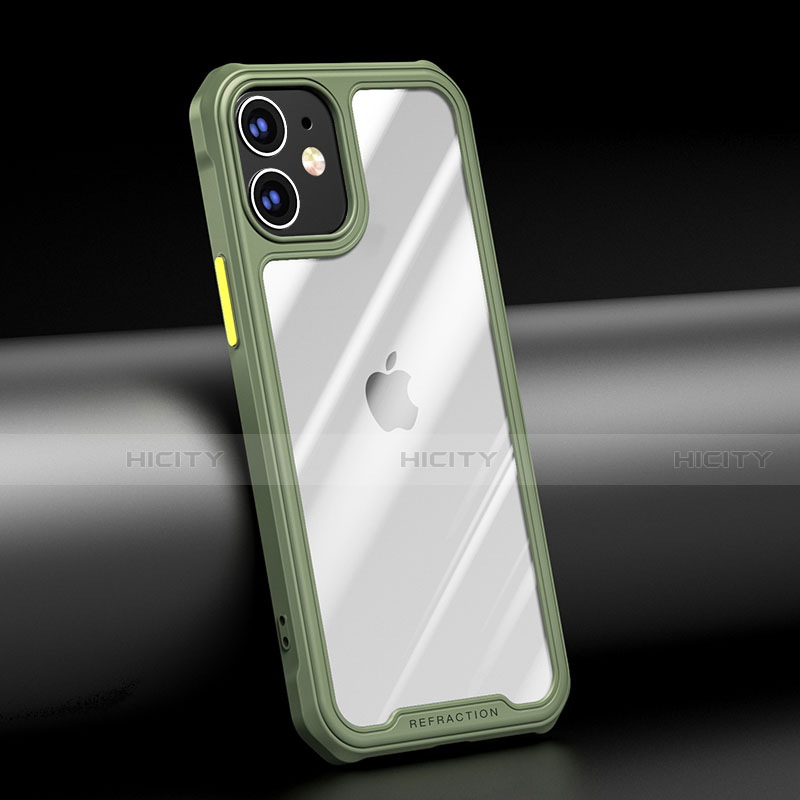 Custodia Silicone Trasparente Specchio Laterale Cover M04 per Apple iPhone 12 Verde