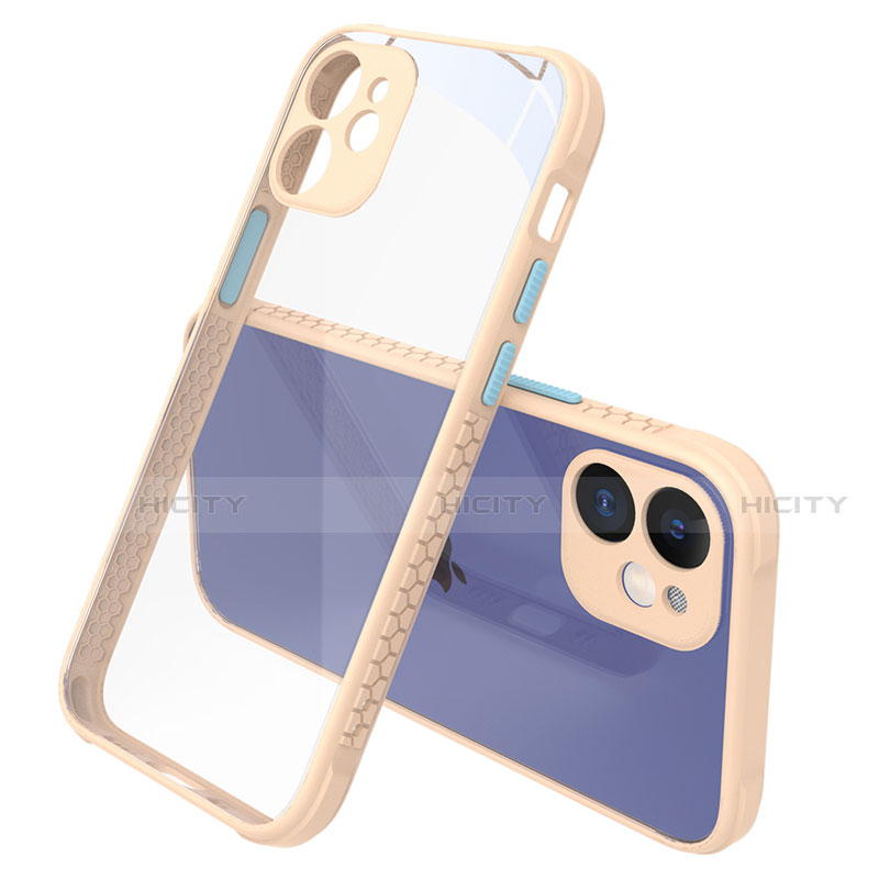 Custodia Silicone Trasparente Specchio Laterale Cover M05 per Apple iPhone 12 Mini Oro