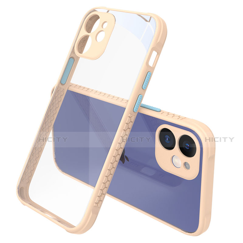 Custodia Silicone Trasparente Specchio Laterale Cover M05 per Apple iPhone 12 Oro