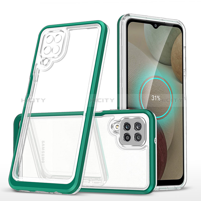 Custodia Silicone Trasparente Specchio Laterale Cover MQ1 per Samsung Galaxy A12 Verde