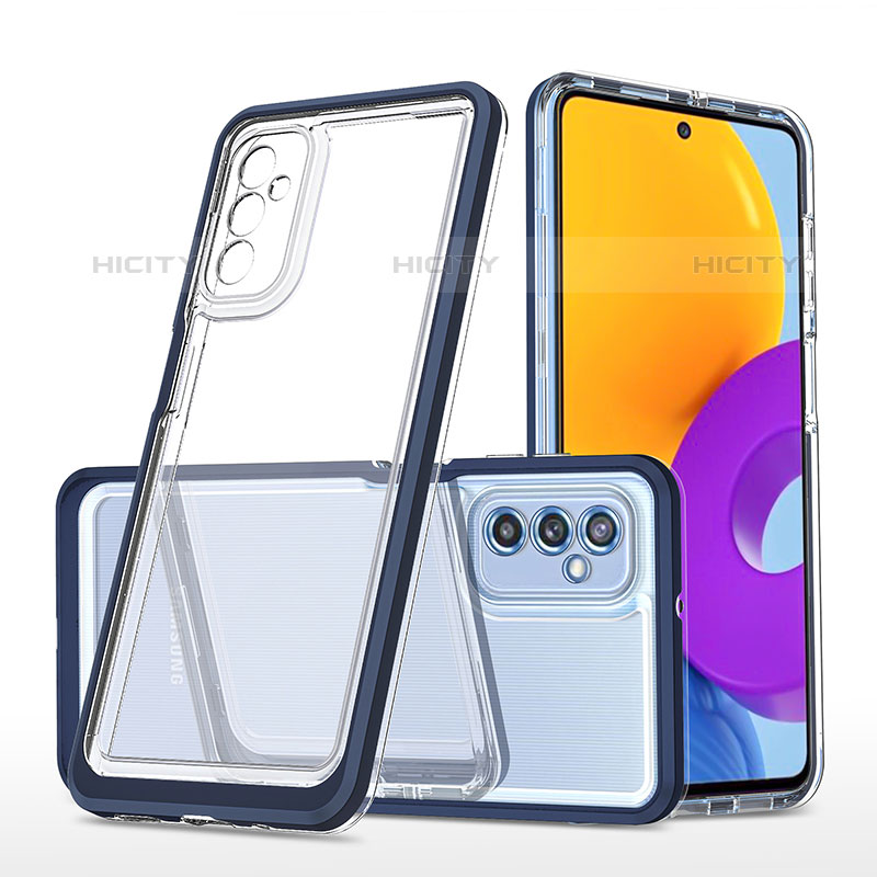 Custodia Silicone Trasparente Specchio Laterale Cover MQ1 per Samsung Galaxy M52 5G Blu