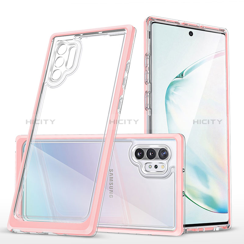 Custodia Silicone Trasparente Specchio Laterale Cover MQ1 per Samsung Galaxy Note 10 Plus 5G Oro Rosa