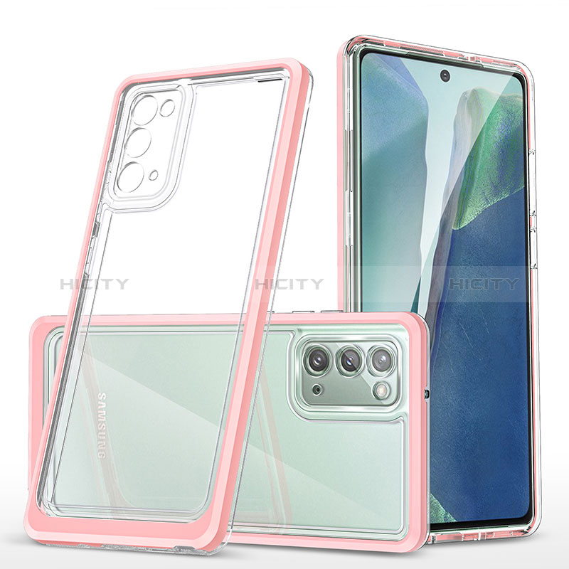 Custodia Silicone Trasparente Specchio Laterale Cover MQ1 per Samsung Galaxy Note 20 5G Oro Rosa