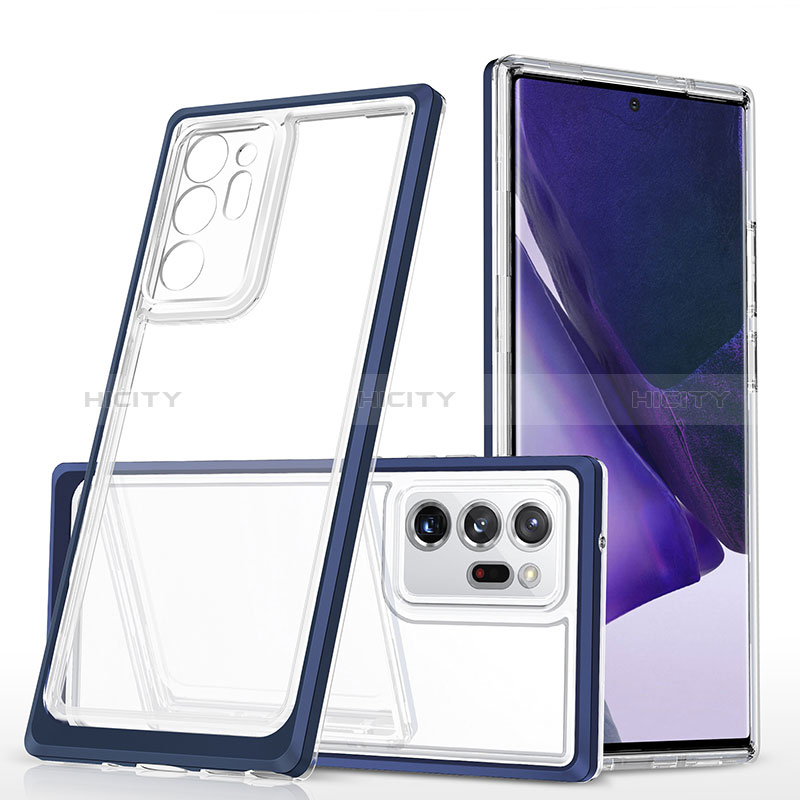 Custodia Silicone Trasparente Specchio Laterale Cover MQ1 per Samsung Galaxy Note 20 Ultra 5G Blu