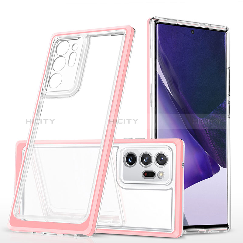 Custodia Silicone Trasparente Specchio Laterale Cover MQ1 per Samsung Galaxy Note 20 Ultra 5G Oro Rosa