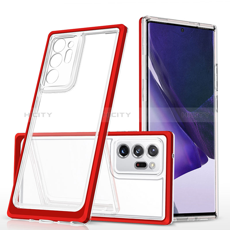Custodia Silicone Trasparente Specchio Laterale Cover MQ1 per Samsung Galaxy Note 20 Ultra 5G Rosso