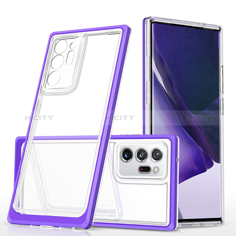 Custodia Silicone Trasparente Specchio Laterale Cover MQ1 per Samsung Galaxy Note 20 Ultra 5G Viola