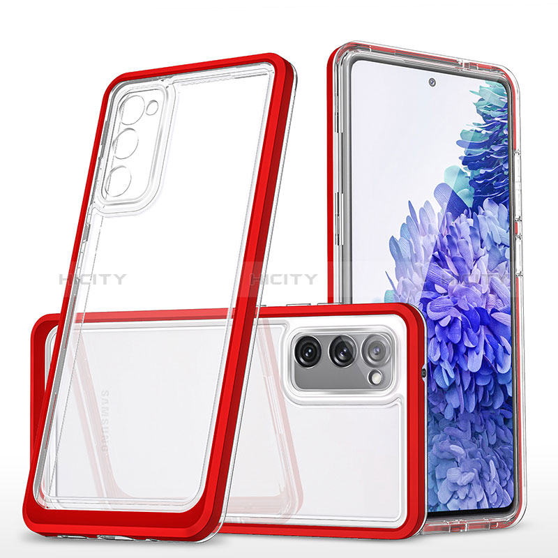 Custodia Silicone Trasparente Specchio Laterale Cover MQ1 per Samsung Galaxy S20 FE 5G Rosso