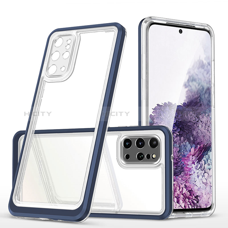 Custodia Silicone Trasparente Specchio Laterale Cover MQ1 per Samsung Galaxy S20 Plus 5G Blu