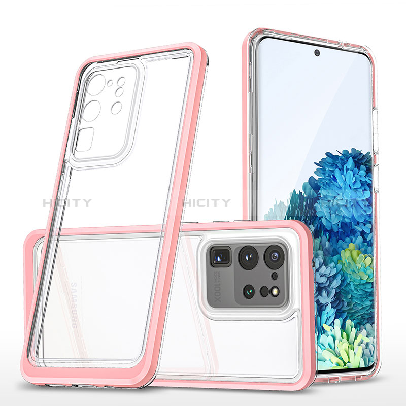 Custodia Silicone Trasparente Specchio Laterale Cover MQ1 per Samsung Galaxy S20 Ultra 5G Oro Rosa
