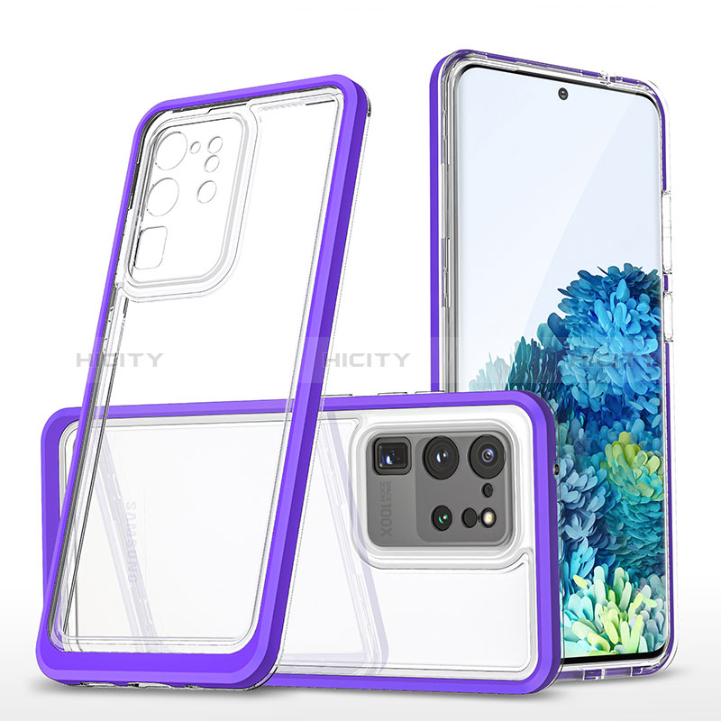 Custodia Silicone Trasparente Specchio Laterale Cover MQ1 per Samsung Galaxy S20 Ultra Viola