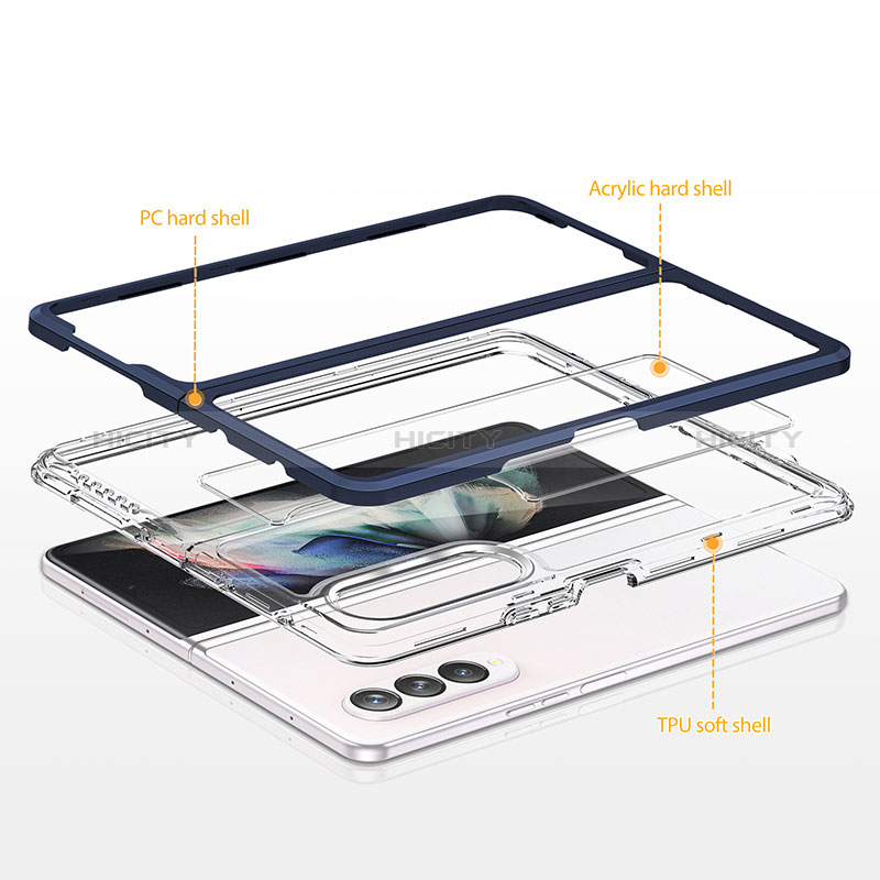 Custodia Silicone Trasparente Specchio Laterale Cover MQ1 per Samsung Galaxy Z Fold3 5G