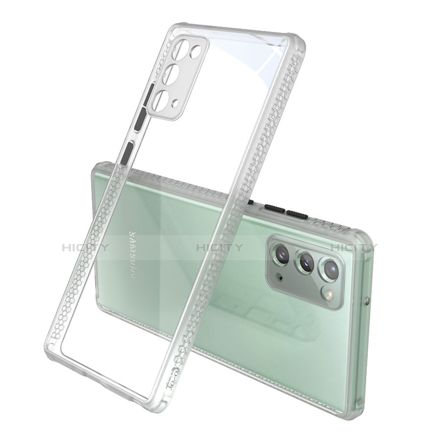Custodia Silicone Trasparente Specchio Laterale Cover N02 per Samsung Galaxy Note 20 5G Grigio