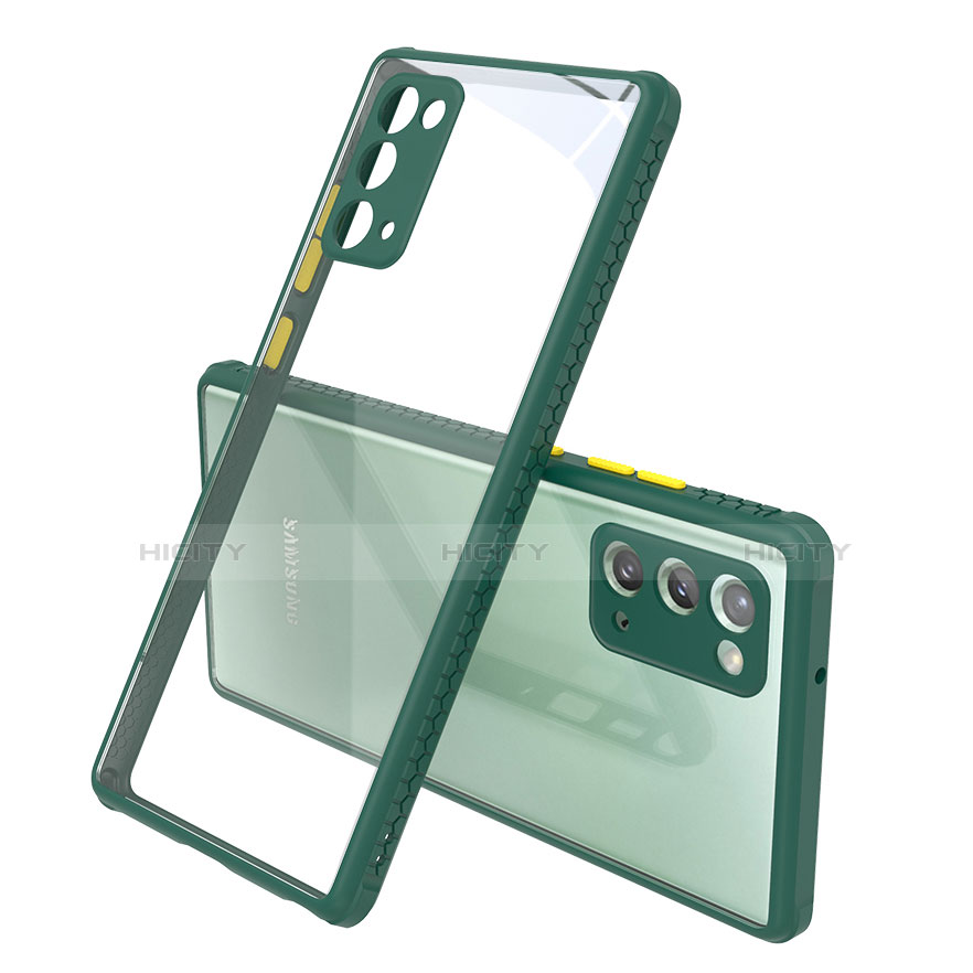Custodia Silicone Trasparente Specchio Laterale Cover N02 per Samsung Galaxy Note 20 5G Verde Notte