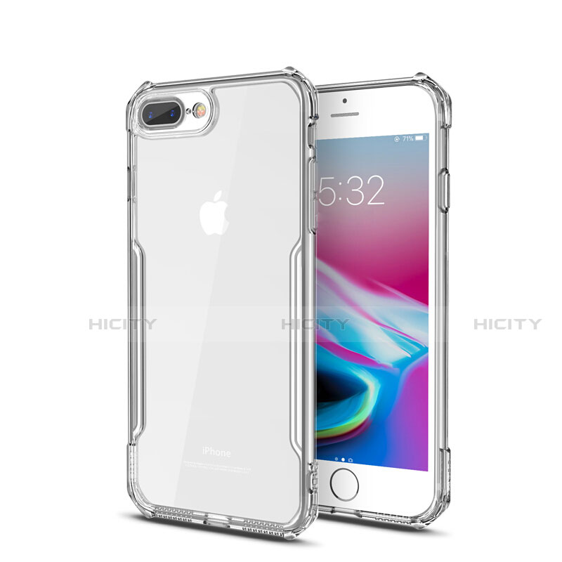 Custodia Silicone Trasparente Specchio Laterale Cover P01 per Apple iPhone 8 Plus Chiaro