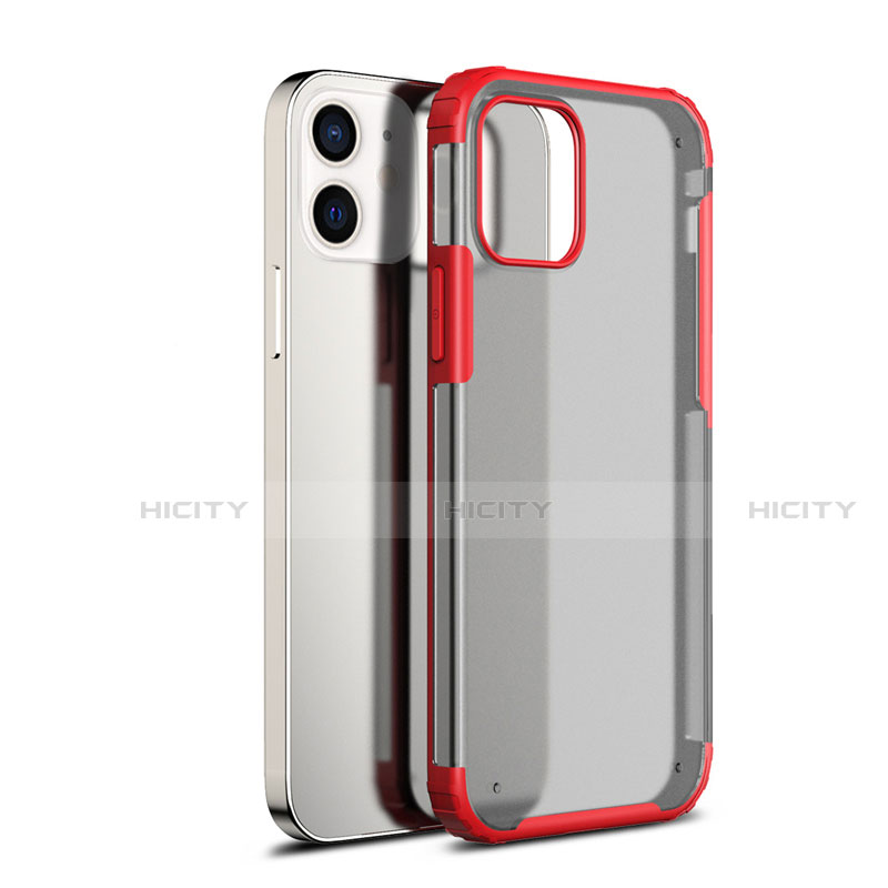 Custodia Silicone Trasparente Specchio Laterale Cover per Apple iPhone 12 Mini Rosso