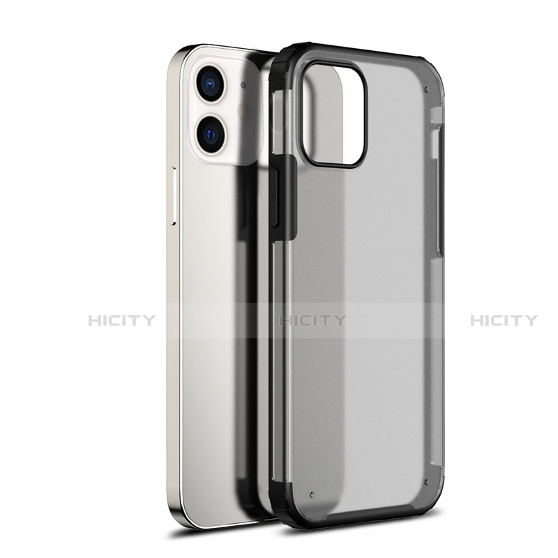 Custodia Silicone Trasparente Specchio Laterale Cover per Apple iPhone 12 Nero