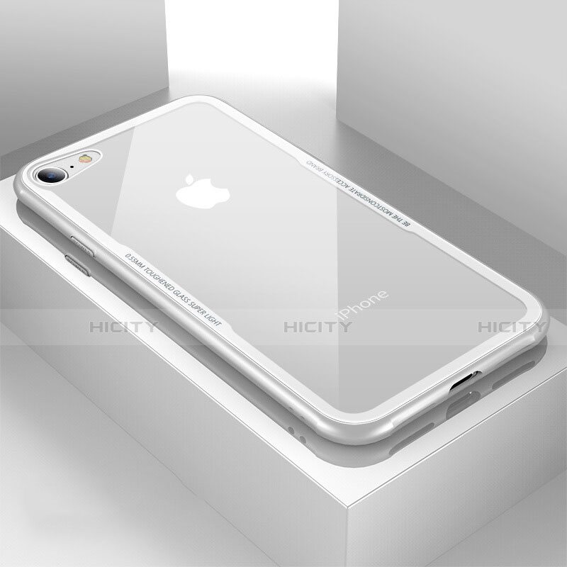 Custodia Silicone Trasparente Specchio Laterale Cover per Apple iPhone 7 Bianco