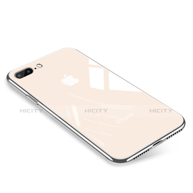 Custodia Silicone Trasparente Specchio Laterale Cover per Apple iPhone 8 Plus Oro