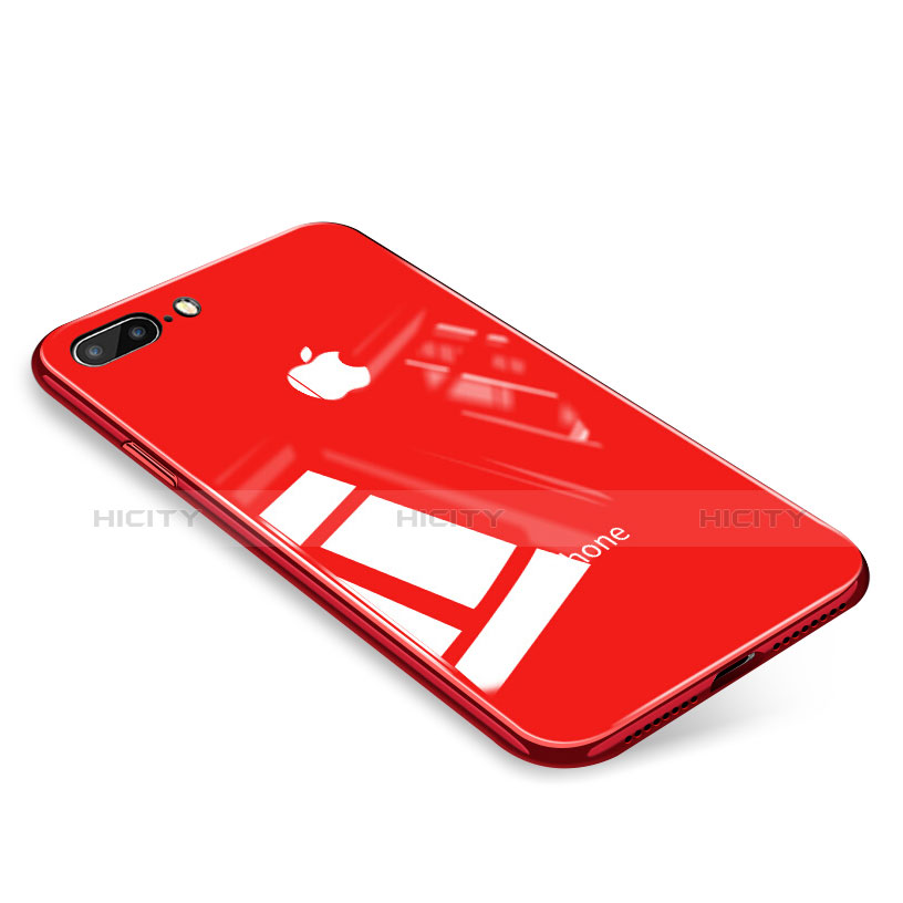 Custodia Silicone Trasparente Specchio Laterale Cover per Apple iPhone 8 Plus Rosso